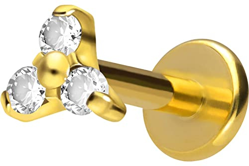 PIERCINGLINE Titan Labret mit Innengewinde Titan Aufsatz KRISTALLBLUME Piercing Lippe Nase Ohr Helix Tragus Medusa Farb & Größenauswahl