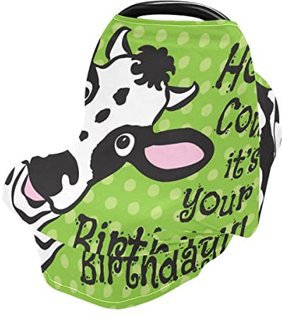 Mnsruu Happy Cow on Polka Dot Background Nursing Cover Breastfeeding Scarf, Car Seat Covers for Babies Infant Stretchy Soft Breathable Multi-Use Cover Ups, Gift for Boys Girls