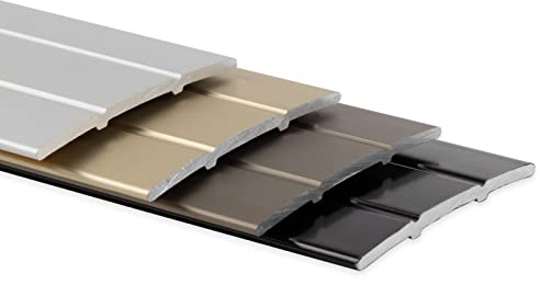 Floordirekt Aluminium Übergangsprofil 38 mm - 100 cm Länge - Übergang zwischen Zwei Bodenbelägen - Vorgebohrt oder Selbstklebend - Bodenleiste aus Aluminium (Silber, Vorgebohrt)