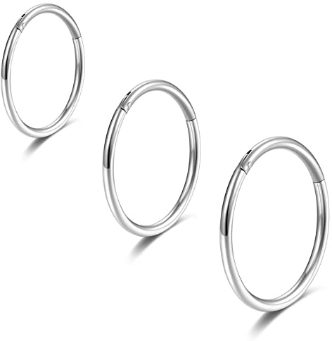 Lantine 2 Stück 316L Chirurgenstahl Scharnier Segmentring Nasenpiercing Ringe & Septum Clicker – 20G, 18G, 16G, 6mm-16mm, Für Conch, Daith, Helix, Tragus, Rook, Snug Piercings