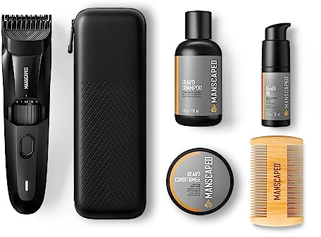 MANSCAPED® The Beard Hedger® Advanced Kit Includes Our Premium Precision Beard & Mustache Trimmer, Hydrating Shampoo, Softening Conditioner, Moisturizing Oil & Facial Hair Comb
