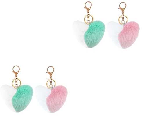 GALPADA 4stücke Herzförmige Schlüsselanhänger Mit Bunten Pompons Kreative Taschenanhänger Für Autoschlüssel Als Oder Deko Für Taschen Und Weihnachtsbaum Zufällige Farben
