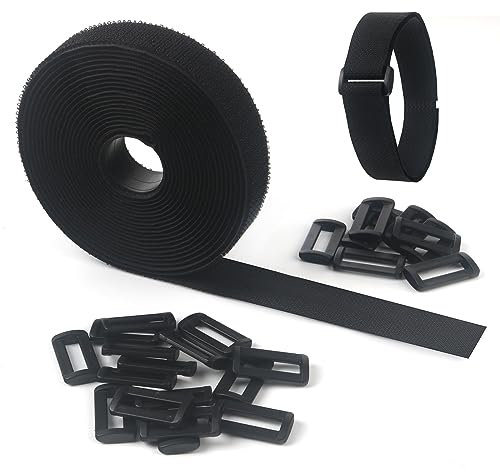 klettband, 2.5cmx5m kabelbinder wiederverschließbar mit 25 Schnalle, Klettverschluss der beliebig beschnitten werden kann Für kabelbinder klettverschluss rankhilfe kabelbefestigung (2.5cm x 5m)