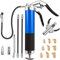 KEWAYO Ingrassatore Manuale 7000PSI, Pistole per Grasso Professionale,con Tubo Flessibile, Tubo di Estensione in Metallo, Ugello Appuntito E Ugello in Ottone da