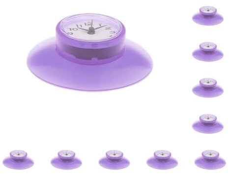 Leisurealeaneag Mini-Uhr mit Saugnapf, wasserdicht, für Küche, Bad, Dusche, 10 Stück, Violett