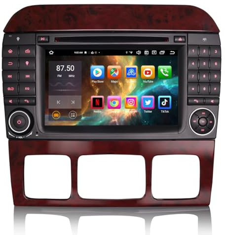 GONFEN 8 Núcleo 4GB+64GB Android 14.0 Radio Coche Dab+ Estéreo para Mercedes-Benz S-Clase W220 CL-Clase W215 GPS Navegador Soporte CarPlay Android Auto WiFi 4G USB Bluetooth 5.0 DSP DVD FM RDS CANbus