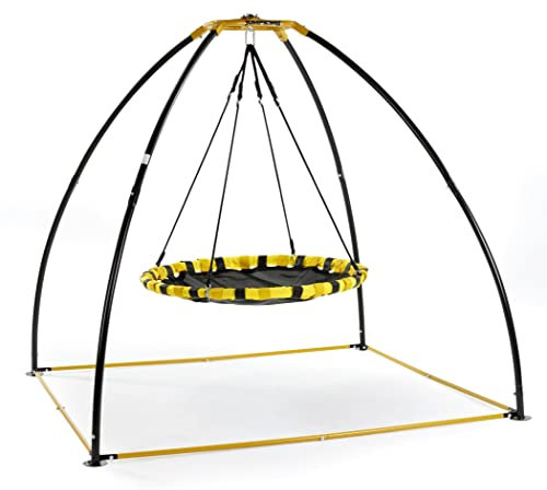 JumpKing UFO Swing Trampoline With Round/Rectangular Seat | Comfortable & Sturdy Kids Trampoline With 360° Range, EVA Foam Cushion, Great For Outdoor Fun & Relaxing, For Grass Or Woodchip Areas