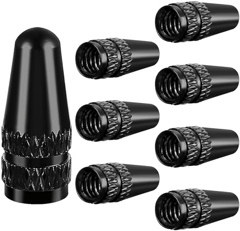 Aster Black Presta Valve Cap, 8Pcs Aluminum Anodized Bike Valve Caps Bicycle Valve Stem Caps Used On Presta/French Valves Bike Tire Caps for Mtb Road Racing Bicycle, Rocket Style