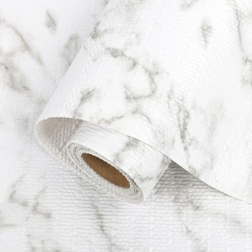 Arthome Forros Estante 30cmx600cm Estante Armario,No-Adhesivo Estante Armario Impermeable, Antideslizante Estante Cocina Plástico EVA para Armario Frigorífico (Blanco Mármol)
