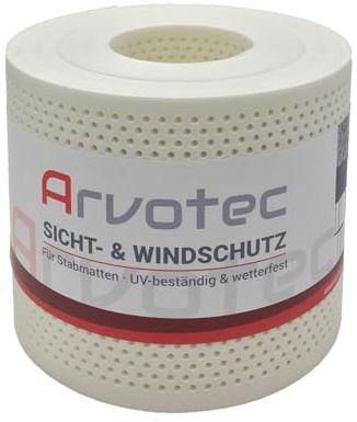 Arvotec Sichtschutz, gelochte Optik, 25 Meter, zur Anbringung an Doppelstabmatten, Lärm-, Sicht- & Windschutz - einfache Montage, ohne Werkzeug - Made in Germany (Transluzent)