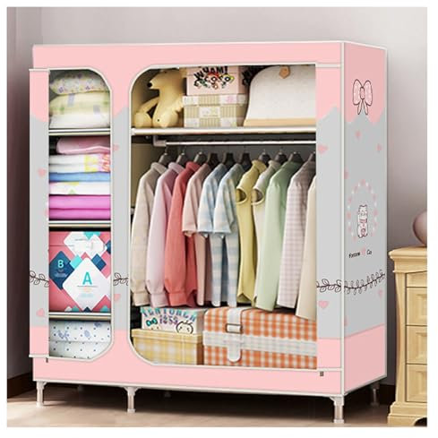 LAMEDOAT Tragbarer Kleiderschrank für Schlafzimmer, Kleiderständer aus Vliesstoff mit 5 Ablageflächen und Hängestange zum Aufhängen von Kleidung (Farbe: C, Größe: 125 x 45 x 168 cm)