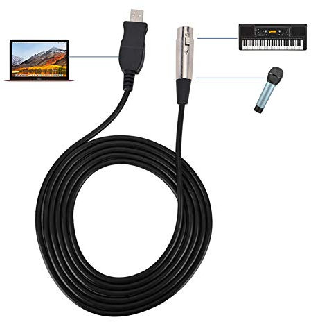 Akozon Mikrofon-Link-Adapter, Schwarzes Kabel, U-S-B-Kabel, XLR-Buchse auf USB-Mikrofon