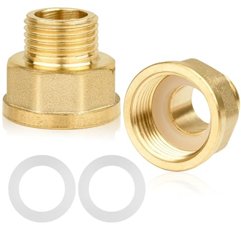 3/8 Female to 1/4 Male BSP Thread Brass Hex Bushing Reducing Connector,3/8” Female to 1/4” Male Adapter,for Water, Gas, Pipe Connecting Conversion with Sealing Rings