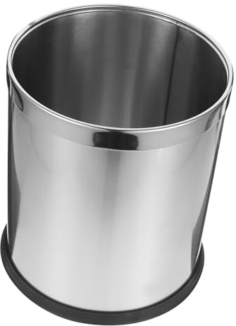 TINEASUR Cubo de Basura de Metal 410 Inoxidable, Plata, Gran Capacidad | Hogar y Cocina, Mantenimiento Cómodo, Limpieza Sencilla, Diseño Moderno Minimalista
