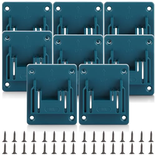 APACALI 8 Pack Tool Holder, Wall Mount Drill Holder, Tool Holder Drill Tools Holder with 32PCS Screws, Blue, 14.4V-18V