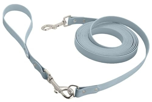 Petbo 5m Kurze Biothane Schleppleine 19mm mit abnehmbaren Kurzführer (ohne Handschlaufe/Kein Verheddern) Extra Breite 19mm für alle Hunde (Pastell-Blau - Biothane)