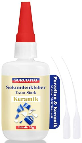 Surcotto Colle Céramique,Colle instantanée extra forte pour céramique et porcelaine 30 g,pour Porcelaine, Poterie, Vaisselle, Carreaux, DIY Artisanat et Plus Encore