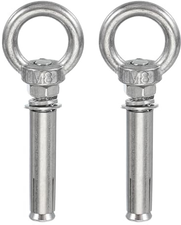 PATIKIL 2 Pcs Perno De Ojo Para Concreto M8x70mm Plateado | Pernos De Expansión Para Elevación, Anclajes De Anillo Para Pared De Concreto Ladrillo Mampostería, Acero Inoxidable 304