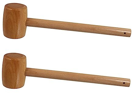 Didiseaon 2pcs Crab Cracking Hammer Wood Mallet Seafood Mallet for Cakes Making Beech Wood Lacquer Finish Kitchen Tool for Cooking and DIY