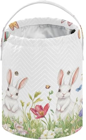 Frühlingsblumen, Schmetterlinge, Kaninchen, Osterkörbe, Garntasche, tragbare Stricktasche, Garnaufbewahrungsbehälter, kleine Häkeltasche zum Häkeln, Stricken, Zubehör und Zubehör