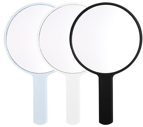 UDNFHL 3 Pezzi di Specchio Portatile, Specchio Rotondo, Specchio per Trucco Portatile E Specchio del Corpo, Adatti per Viaggi E Familiari.