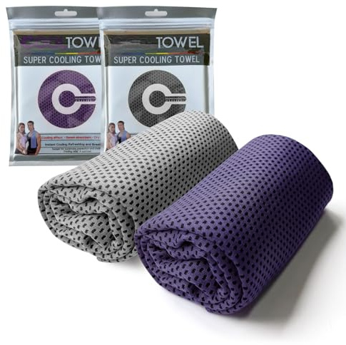 EeGo Cooling Towel, 2 Pack Microfiber Chilly Cooling Towel for Neck and Face, 39.37 x 11.81 Inch