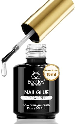 beetles 15ml UV Nail Glue Gel - Super Strong Extension Glue for Nail Tips Clear Acrylic Nails, Clear Press On Nails, Gentle, Large Capacity, Salon Art DIY Home Need U V Light Cured Gift for Her