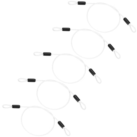 PATIKIL Cavo In Acciaio Inox Rivestito In Vinile Diametro 1/8 Con Anelli 5 Pezzi 2 Piedi (20) Cavo Flessibile Per Sicurezza Catena Per Luce Palco Esterno Per Bagagli Bianco