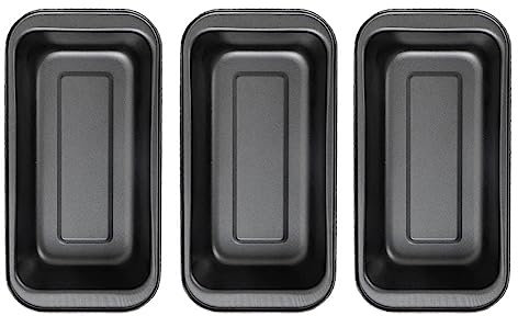 Stampo da Cottura Della Torta Rettangolare, Set di Stampo per Pane Tostato Antiaderente di Pane a 3 Pezzi, Tortiera in Acciaio a Carbone Padelle di Pagnotta per Muffin di Pane Arrostiti e Cucina