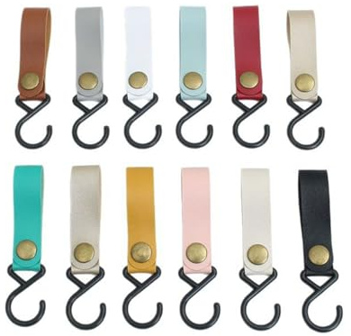 pclapora 12 Piezas Ganchos para Barra de Ropa, Ganchos en S de Cuero, Gancho para Colgar, Multifuncionales S Gancho para Acampar, Perchero, Barra de Cocina, Baño, Oficina