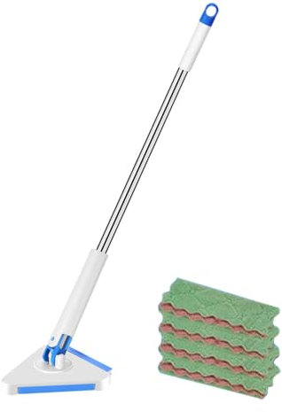 Fregonas para Limpieza De Suelos - Fregona Triangular Rotatoria 360 Grados para Azulejos con 4 Bayetas,Herramienta Multiusos Mango 120 cm para Azulejos Rodapiés Suelo Madera