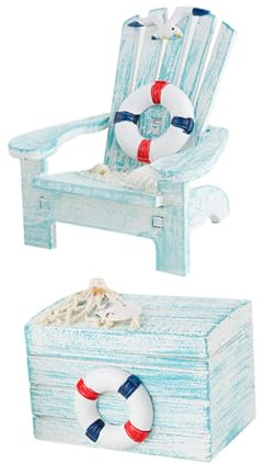 FUNOMOCYA 1 Set Mini Wooden Box Mediterranean Style Decor of Dolly House Ornament Beach Chair Craft for Home Decoration Lightweight Nautical Accent for Living Room Kitchen Bedroom and More