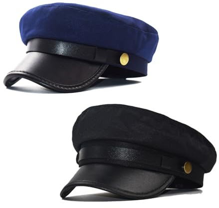 SAIIURV 2 PCS Mütze Fahrer für Herren und Damen, Chauffeur Hut für Erwachsene, Chauffeur-Hut Flache Kappe für Erwachsene Kopfbedeckung Mottoparty Cosplay Karneval，Eine Größe