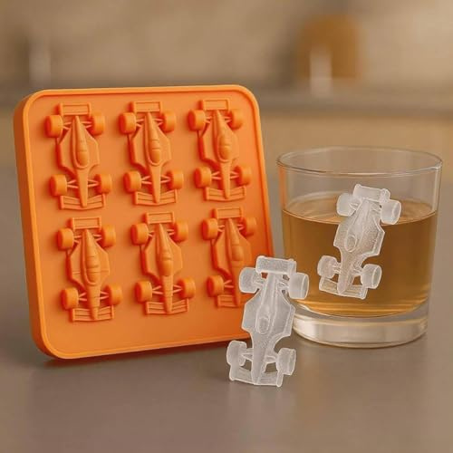 F1 Ice Mold Silicone Formula Racing Car Jello Molds Car Ice Tray (Orange)