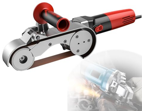 LwiftGal Levigatrice A Nastro Professionale per Tubi, 1100 W con 6 velocità Variabili E Nastri Abrasivi, Ideale per Lucidatura, Finitura E Rimozione della Ruggine su Tubi 2-wheelpolishingmachine