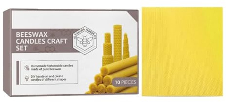 Plaques de Cire D'abeille pour Bougies,Feuilles de Cires D'abeille,Plaques de Cire Abeille,Convient pour l'apiculture Fabrication DIY de Bougies Artisanat Polissage de Meubles,13.2 x 9 cm