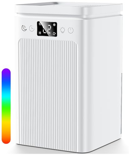 Deumidificatori per la casa, 2200 ml, deumidificatori per asciugare i vestiti con spegnimento automatico e serbatoio dell'acqua visivo (giallo viola)