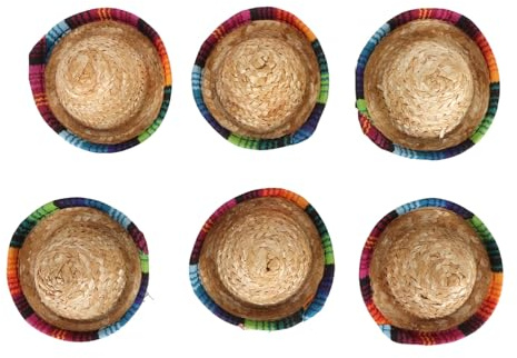 ANKROYU 6 Stück Mini-Sombrero-Strohhüte im mexikanischen Stil, bunte Partyhüte, 9,4 cm breite Krempe für Festivals, Hochzeiten, DIY-Dekorationen, Weizenstrohmaterial