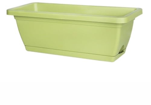 Gettimore Vaso da fiori in plastica per interni ed esterni, rettangolare, con base antiscivolo, 35 x 19 x 14,5 cm, verde chiaro