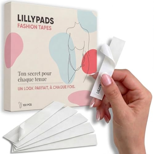 Lillypads® Fashion Tape – Hautkleber für Kleidung – sichert Ausschnitte & offene Styles – transparentes doppelseitiges Klebeband – 100 Stück