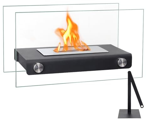Nanmiyan Indoor Fire Pit - Tragbarer windgeschützter Wärmespender | Rechteckige Feuerstelle Mit Einem Windschutz - Für Garten Terrasse Balkon Wohnzimmer Als Tischdekoration Im Winter