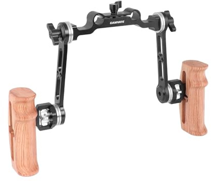 Kompatibel mit ARRI und DSLR, Kameragriff aus Holz mit Rosettenarm und doppelter 15-mm-Stangenklemme for Schulterstative(Type 1)