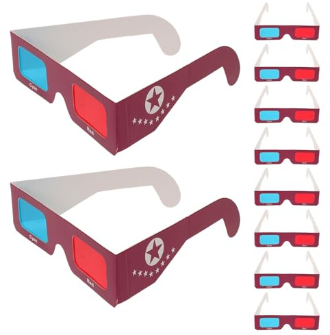 VANZACK Occhiali 3D in Carta Rosso Blu Set da 10 Pezzi Montatura Leggera per Film 3D Fumetti e Sperimenti Stem per e Adulti Portatili per Eventi e Scuola