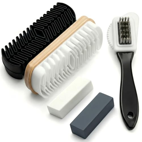 msymsyu Cepillos para Ante 5 Pcs, Cepillo para Nubuck, Cepillo Goma de, Borrar (Blanco/Negro), Cepillos Zapatos/Bolsos de Nubuck