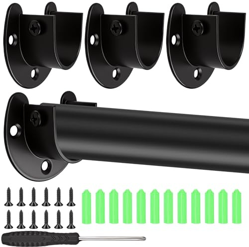 4 PCS Soporte Barra Armario en Forma de U 25mm, Acero Inoxidable con Tornillos, para Tubo Redondo Ropa Armario