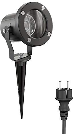 ledscom.de Gartenstrahler KUK mit Erdspieß für außen, Edelstahl, schwarz, 6,56W 483lm 30° warm-weiß inkl. Netzteil