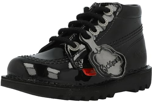 Kickers Kick Hi Zip Patent Junior Black Boots-UK 13 Kids/EU 32