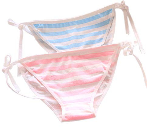 Söt japansk stil, blå- och rosarandiga trosor, bikini, cosplay, bomullsunderkläder, bandage, anime, fri storlek, het, C008 rand, en storlek