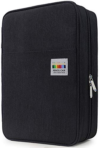 YOUSHARES Federmäppchen, großes Fassungsvermögen, 300 Fächer, großes Stifteetui mit mehrlagigem Halter für Prismacolor-Buntstifte und Gelschreiber (schwarz)