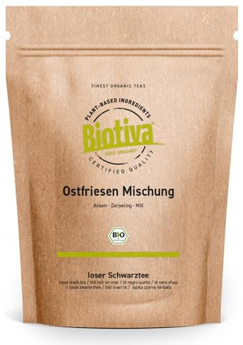 Biotiva Oriental Friesian Blend Organic Black Tea 250 g - Darjeeling Assam Blend - Embotellado y controlado en Alemania